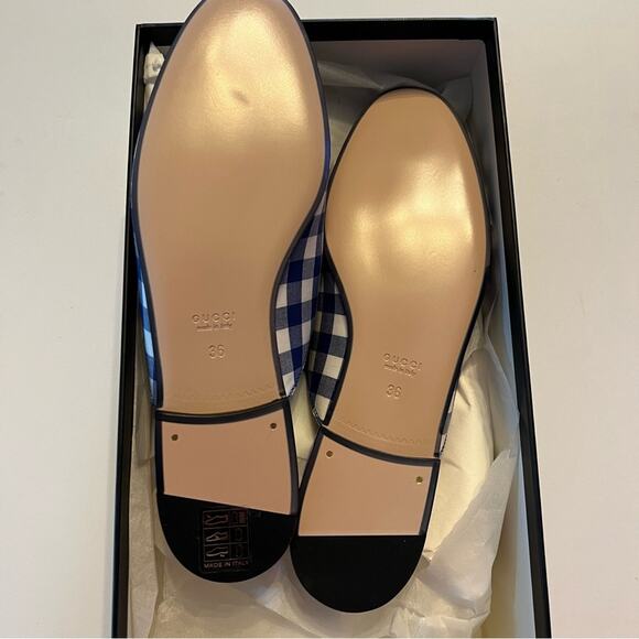 Gucci Princetown Horsebit Loafer Mule Fabric Gingham Checkered NEW  EU 36 US 6 - Picture 11 of 13